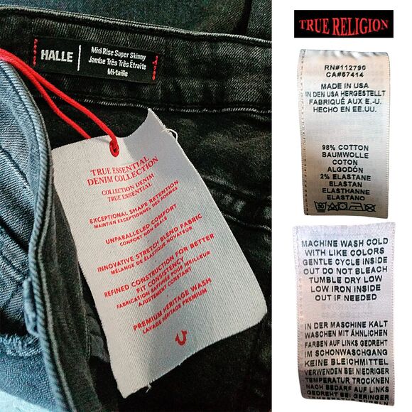 TRUE RELIGION NEW Goth HALLE Raw Step Hem Mid-Rise Super Skinny Jean 27 - Picture 5 of 12